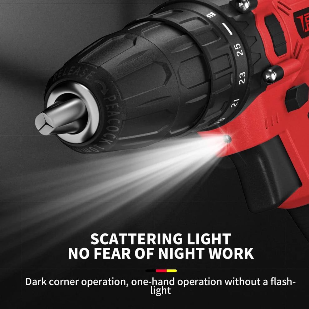 Rechargeable Drill Machine – 48VF Cordless Screwdriver Set with Dual Batteries & LED Light