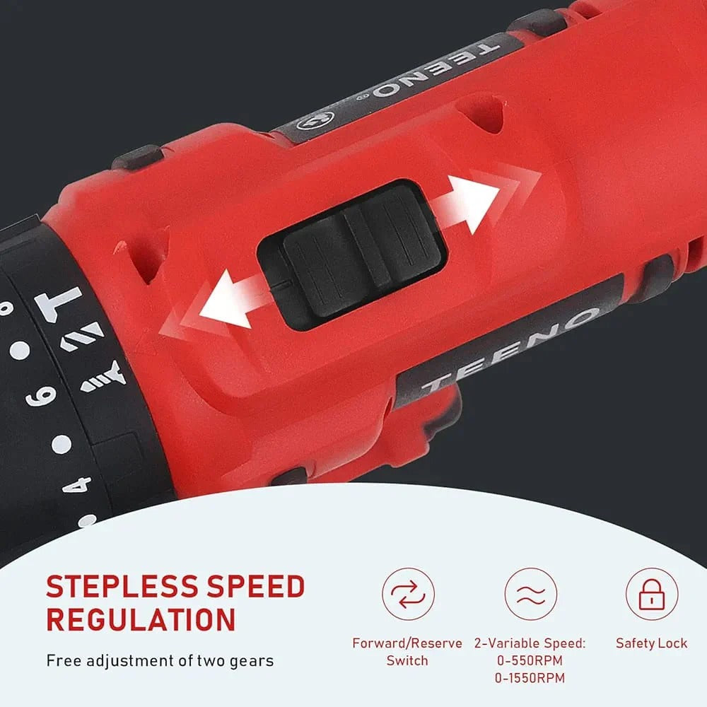 Top Rocket 48V Rechargeable Drill Kit - Heavy-Duty Cordless Power Drill for Professionals