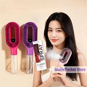 2 in 1Spray Hair Brush Refillable Liquid Water Spray Paddle Comb Anti Static Soft Bristle Hair Styling Massage Comb For Home