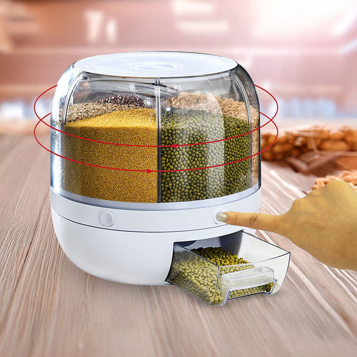Rotating Rice Dispenser – 360° Grain Storage Organizer