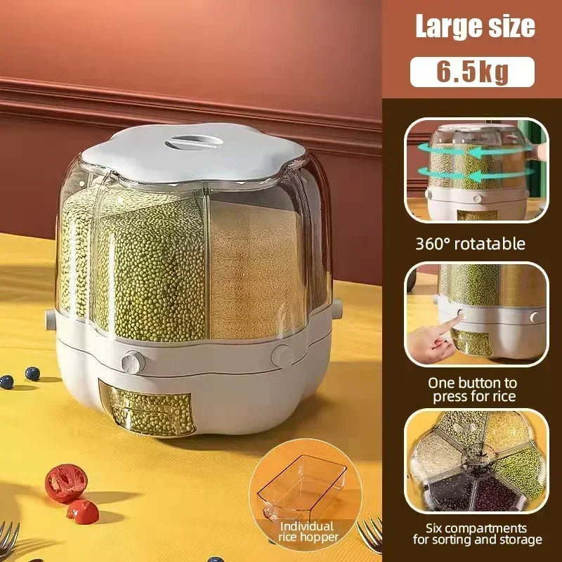 Rotating Rice Dispenser – 360° Grain Storage Organizer