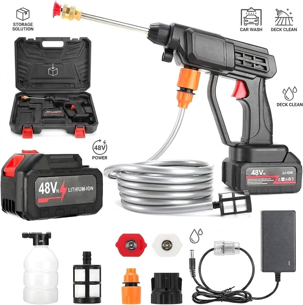 48Vf Pressure Washer Gun – Rechargeable Portable Car Washer