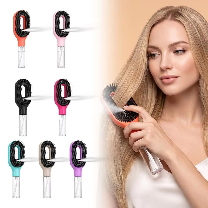 2 in 1Spray Hair Brush Refillable Liquid Water Spray Paddle Comb Anti Static Soft Bristle Hair Styling Massage Comb For Home